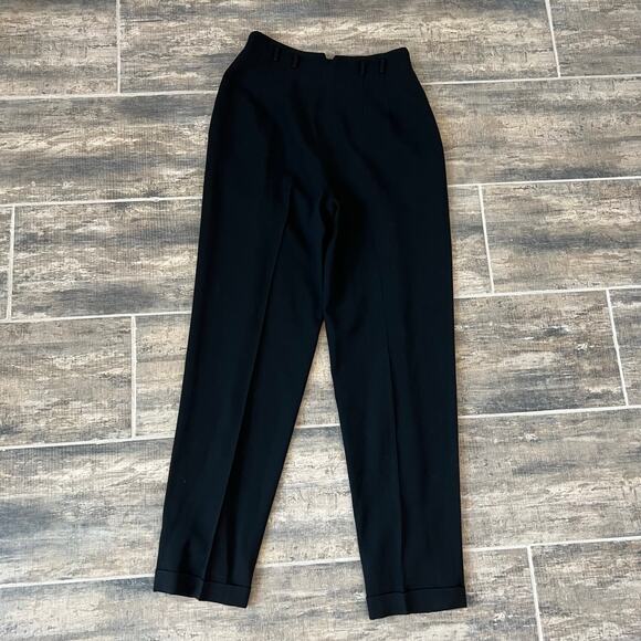 90s Gianni Sport 100% Wool High Rise Black Pleated Trousers Size 6 USA Made - Picture 6 of 13